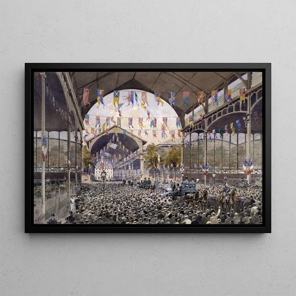 mottagningen av ryska sjömän vid Halles under de fransk-ryska festligheterna i oktober 1893 - Fédor Hoffbauer — inramlat konstverk på väggen
