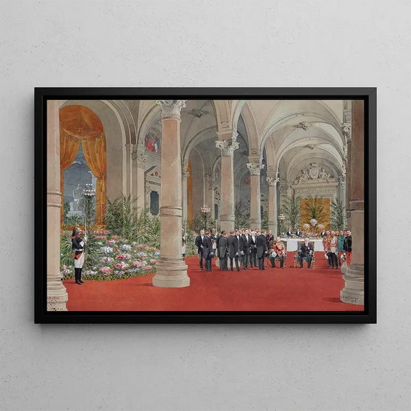 kung Edvard VII av England mottagen av president Loubet vid Hôtel de Ville i Paris den 2 maj 1903 - Fédor Hoffbauer — inramlat konstverk på väggen