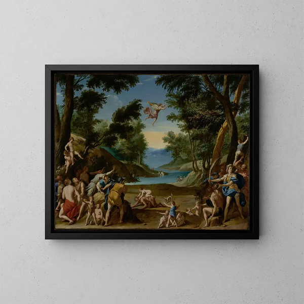 Cupidon och Pan - Federico Zuccaro — inramlat konstverk på väggen