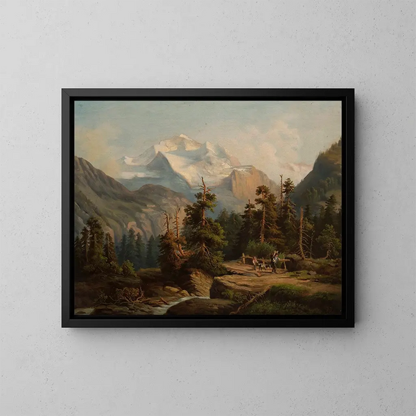 Landskapsbild av berg - Feliks Brzozowski — inramlat konstverk på väggen