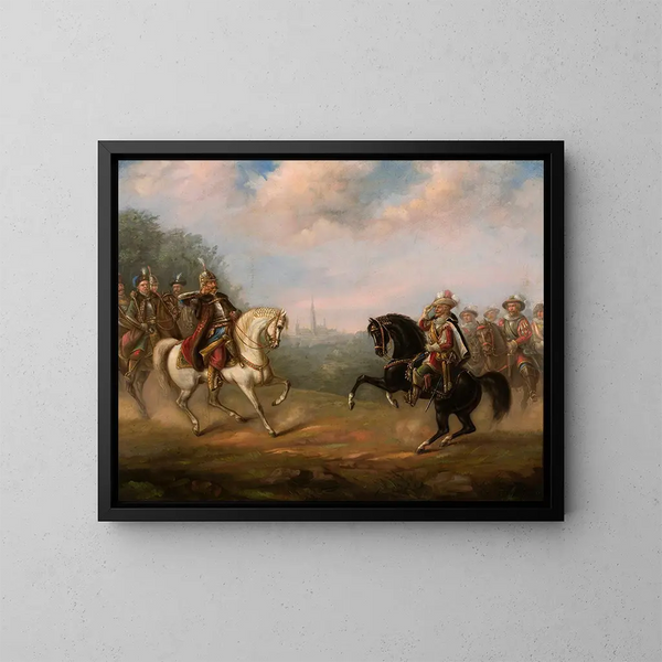 Le roi Jean III Sobieski rencontre l'empereur Léopold à Vienne - Feliks Sypniewski — inramlat konstverk på väggen