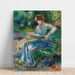 Reproduktion av målningen av kvinna som läser på en bänk - Pierre-Auguste Renoir