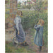 Reproduktion av målningen av kvinna och barn vid brunnen - Camille Pissarro