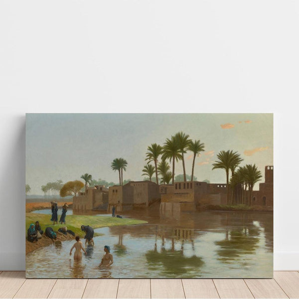 Reproduktion av målningen kvinnor Fellahs i badet - Jean-Léon Gérôme