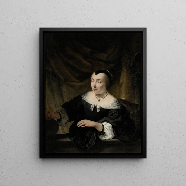 Portrait av Elisabeth Dell - Ferdinand Bol — inramlat konstverk på väggen