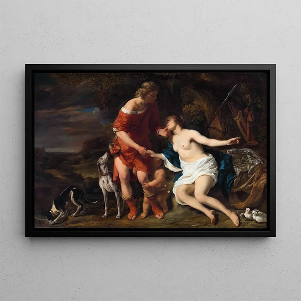 Venus och Adonis - Ferdinand Bol — inramlat konstverk på väggen