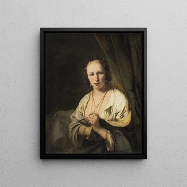 Kvinnor med pärlor i håret - Ferdinand Bol — inramlat konstverk på väggen