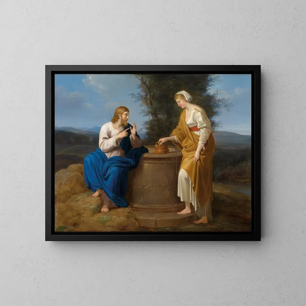 Le Christ et la Samaritaine - Ferdinand Georg Waldmüller — inramlat konstverk på väggen