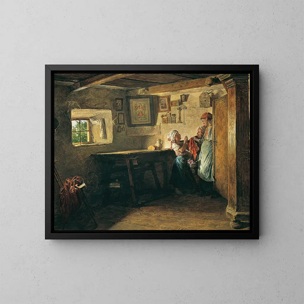 Le vieux coffre - Ferdinand Georg Waldmüller — inramlat konstverk på väggen
