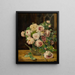 Bouquet de roses à la fenêtre - Ferdinand Georg Waldmüller — inramlat konstverk på väggen