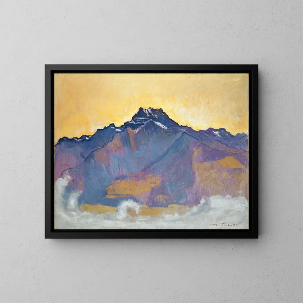 Les Dents du Midi sedd från Chesires - Ferdinand Hodler — inramlat konstverk på väggen