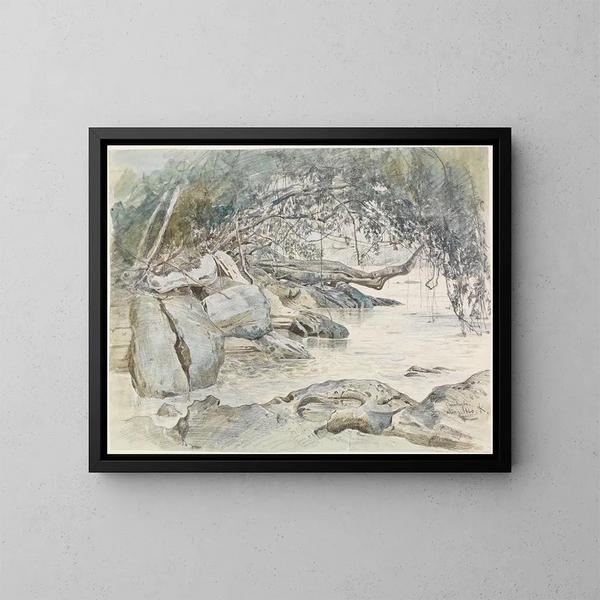 Rivage rocheux baigné par le Parahyba - Ferdinand Keller — inramlat konstverk på väggen