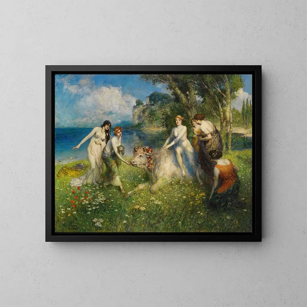 Europa på tjuren - Ferdinand Leeke — inramlat konstverk på väggen