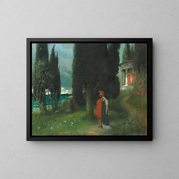 Kvällsfrid - Ferdinand Leeke — inramlat konstverk på väggen