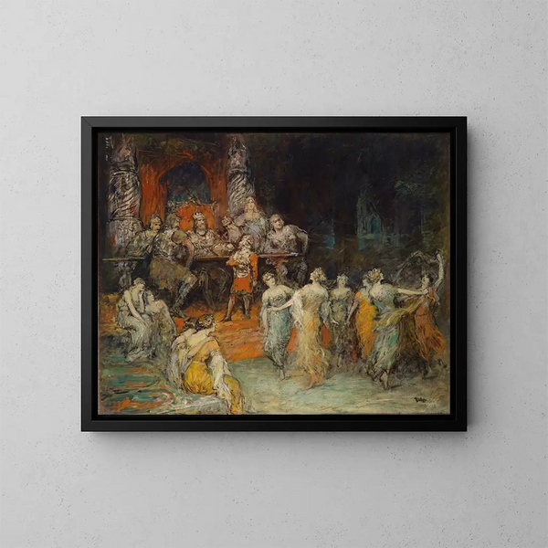 Le roi nain Laurin au palais de Dietrich de Berne - Ferdinand Leeke — inramlat konstverk på väggen
