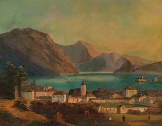 Ferdinand Lepie - A View of Gmunden in the Background Schloss Orth.webp