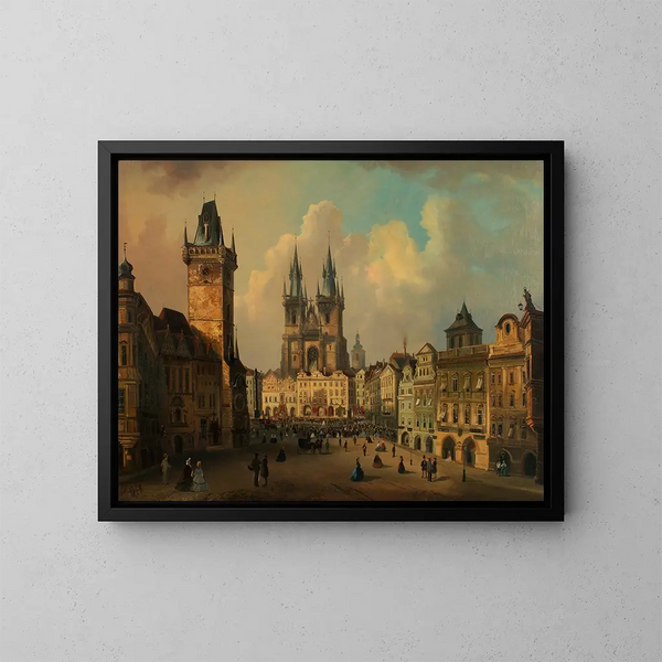 L'anneau de la vieille ville à Prague - Ferdinand Lepié — inramlat konstverk på väggen