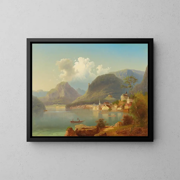 Vue de Hallstatt - Ferdinand Lepié — inramlat konstverk på väggen