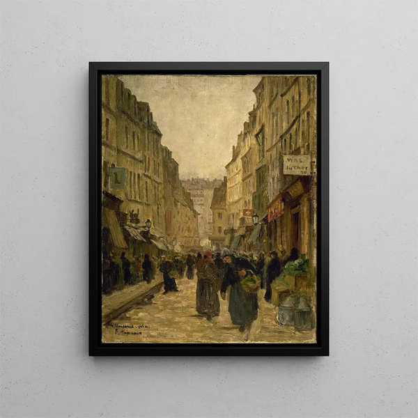 La rue Mouffetard - Fernand Maillaud — inramlat konstverk på väggen