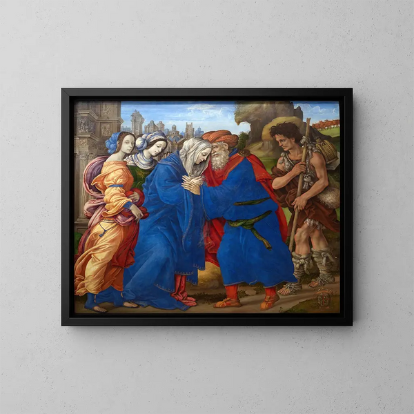 La rencontre de Joachim et Anne aux portes dorées de Jérusalem - Filippino Lippi — inramlat konstverk på väggen