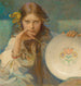 Fille med en tallrik med folkloristisk mönster - Alphonse Mucha — vy av konstverket