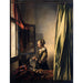 Reproduktion av målningen av en flicka som läser ett brev vid ett öppet fönster - Johannes Vermeer