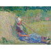 Reproduktion av målningen av en flicka som vilar mot en höhög - Jan Toorop