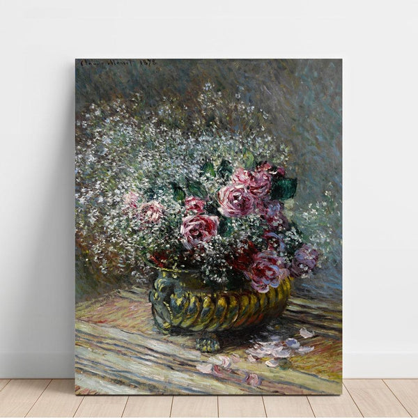 Reproduktion av målningen Blommor i en kruka (Rosor och dimma) - Claude Monet