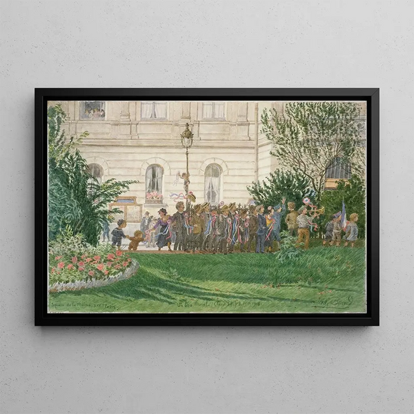 Flix Brard - Square de la mairie du 14me arrondissement petit dfil 8 septembre 1918.webp