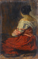 La jupe rouge - Félix Ziem — inramlat konstverk på väggen