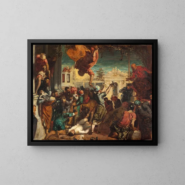 Le miracle de l'esclave, kopia efter Tintoret, eller Le martyre de Saint Marc - Félix Ziem — inramlat konstverk på väggen
