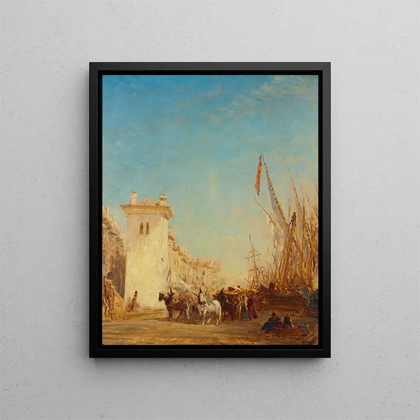 Le quai Saint - Jean à Marseille - Félix Ziem — inramlat konstverk på väggen