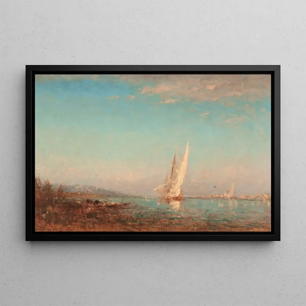 Martigues La Voile Blanche - Félix Ziem — inramlat konstverk på väggen
