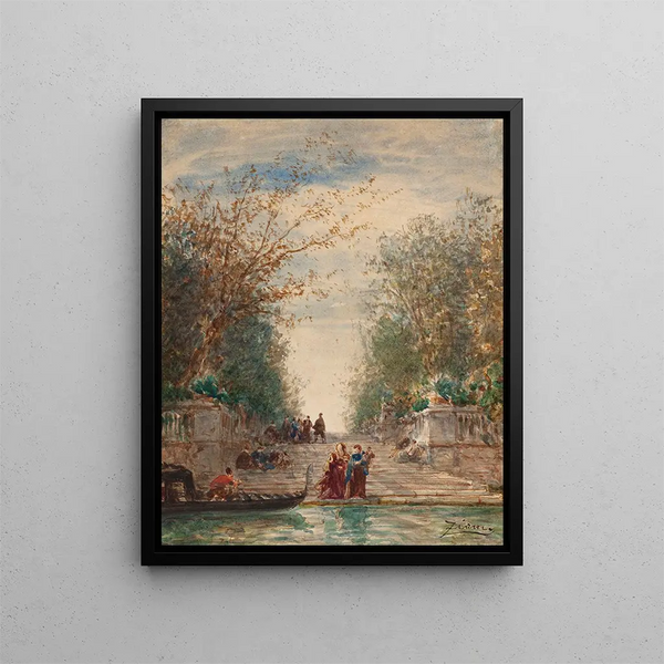 Martigues Venise L'entrée Du Jardin Français - Félix Ziem — inramlat konstverk på väggen