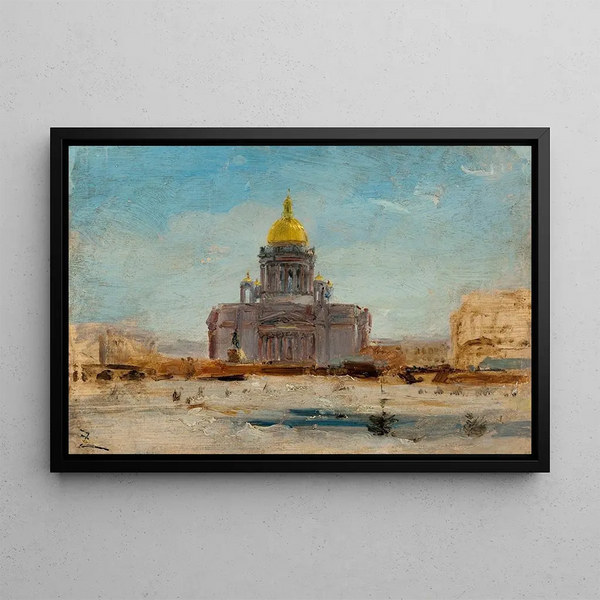 Saint-Pétersbourg Saint-Isaac - Félix Ziem — inramlat konstverk på väggen