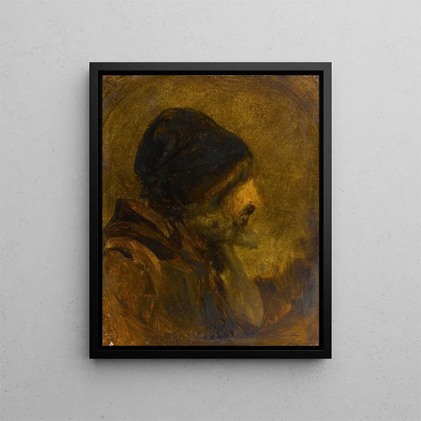 en mans huvud efter Rembrandt - Félix Ziem — inramlat konstverk på väggen