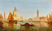 Venise, gondoler och segelbåtar framför Dogepalatset och San Giorgio Maggiore - Félix Ziem — vy av konstverket