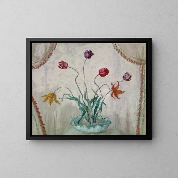 Bol de tulipes - Florine Stettheimer — inramlat konstverk på väggen