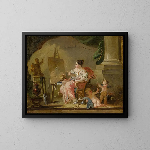 En allegori av målning - François Boucher-skolan — inramlat konstverk på väggen