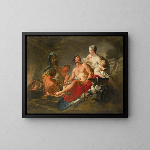 Venus i Vulcans smedja - François Boucher skola — inramlat konstverk på väggen