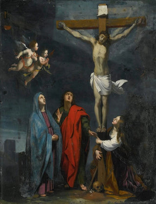 Follower Of Jacques Stella - Christ On The Cross With Saint John And Mary Magdalene.webp
