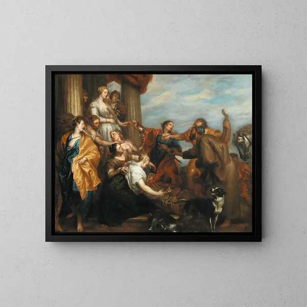 Achille bland Lycomède's flickor - Antoine van Dyck-skolan — inramlat konstverk på väggen