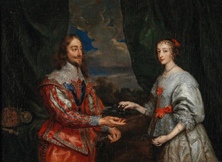 porträtt av kung Charles I och drottning Marie Henriette - Antoine van Dyck-skolan — vy av konstverket