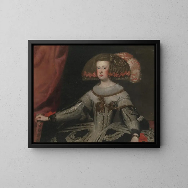 Marianne d'Autriche, drottning av Spanien - Diego Velázquez skola — inramlat konstverk på väggen