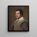 Porträtt av en ung man - Diego Velázquez skola — inramlat konstverk på väggen