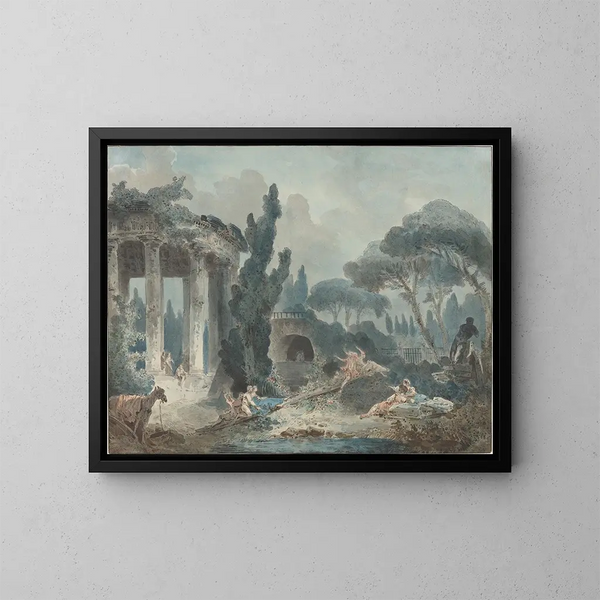 Le Balançoire - Ecole de Hubert Robert — inramlat konstverk på väggen