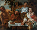 Le satyre et le paysan - Ecole de Jacob Jordaens — vy av konstverket