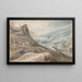 landskapsbild med berg, by i dalen och fjärrutsikt - Jan Brueghel den äldre skola — inramlat konstverk på väggen
