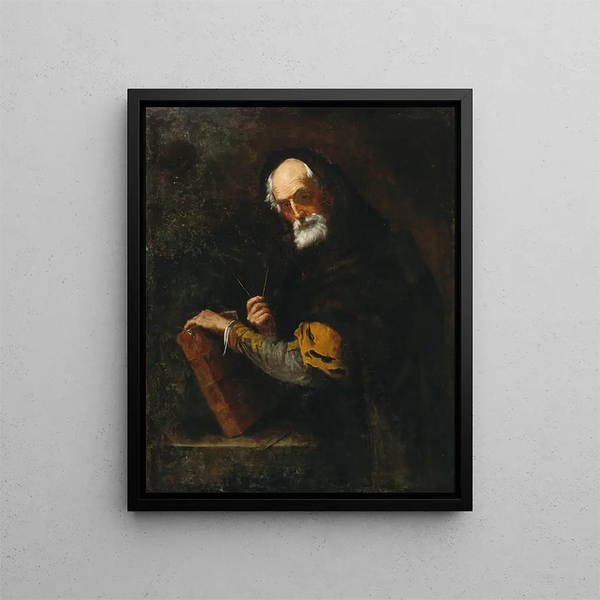 En filosof - Jusepe de Ribera-skolan — inramlat konstverk på väggen