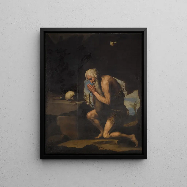 Saint Paul l'Ermite - Jusepe de Ribera-skolan — inramlat konstverk på väggen